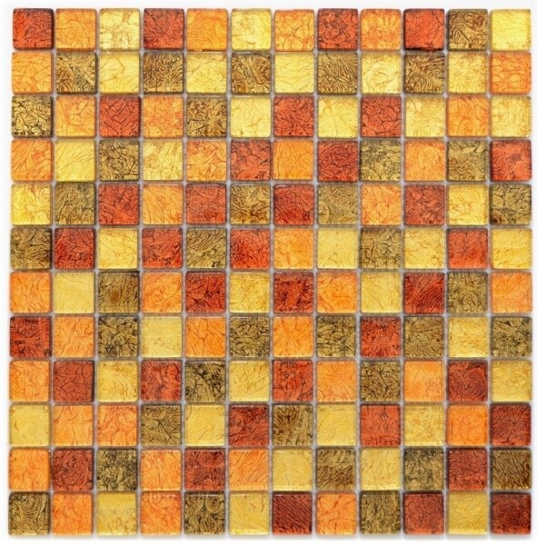 Mosaik RüCkwand Transluzent Glasmosaik Crystal Gold Orange Struktur MOS120-07...-image
