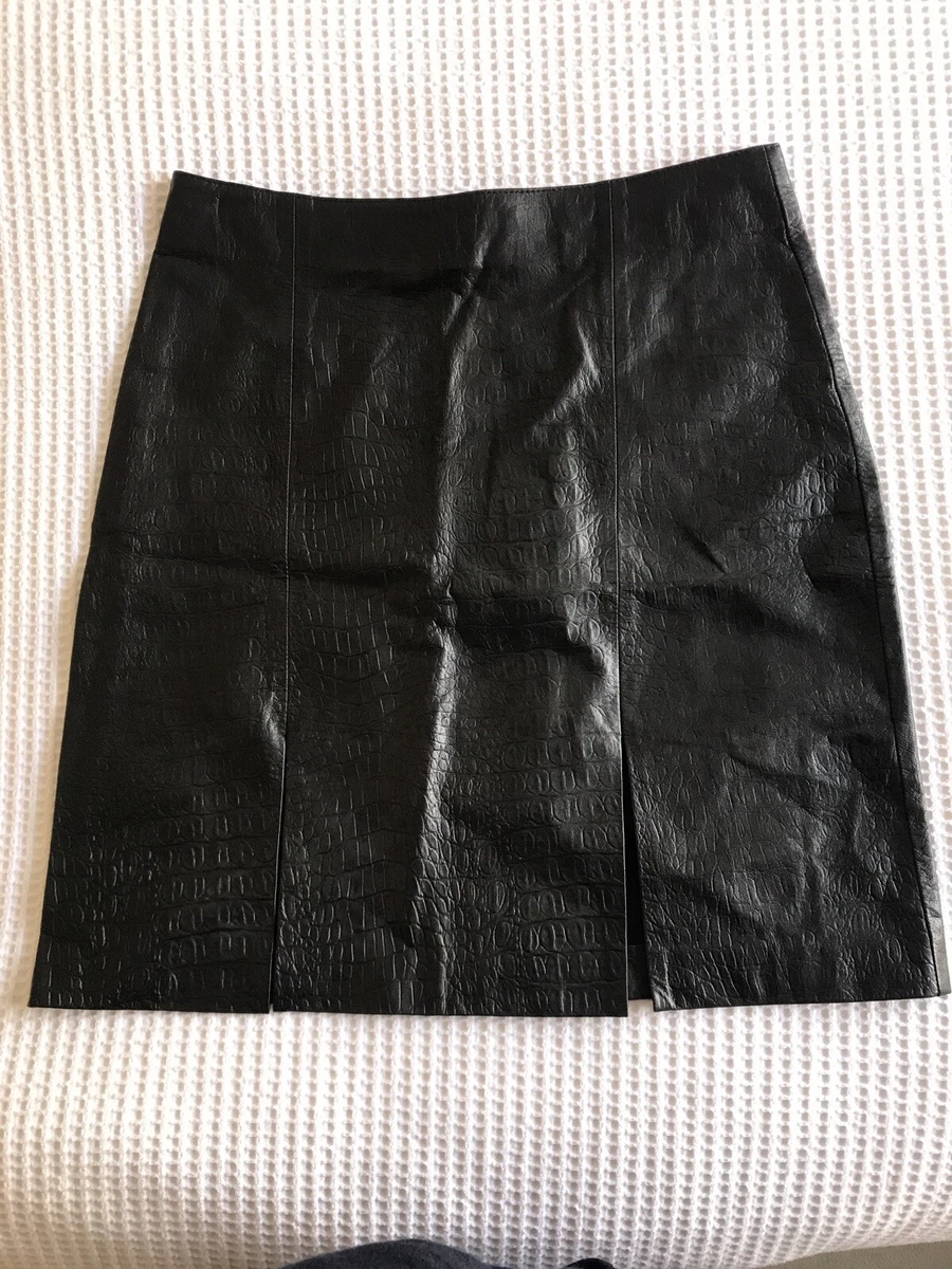 Eska Alikai Black Snakeskin Effect Leather Mini Skirt 8 With Front