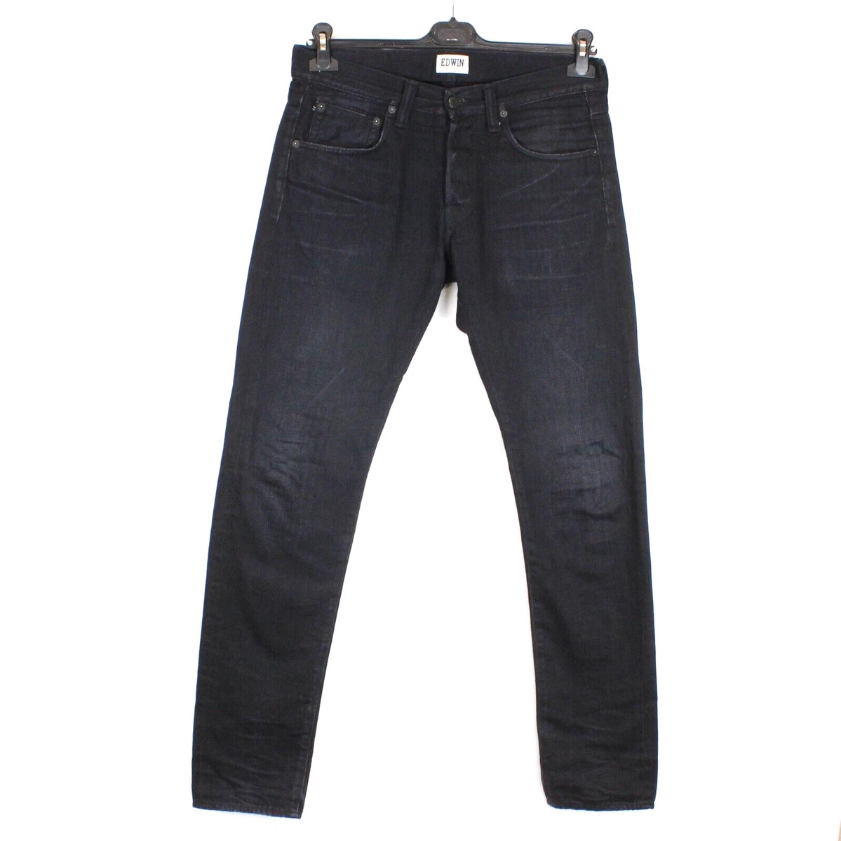 EDWIN Men s Jeans Size W30 L34 Relaxed Fit Black Denim Button