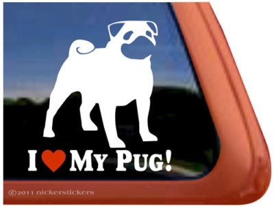 I Love My Pug | High Quality Vinyl Dog Window Decal Sticker | eBay
