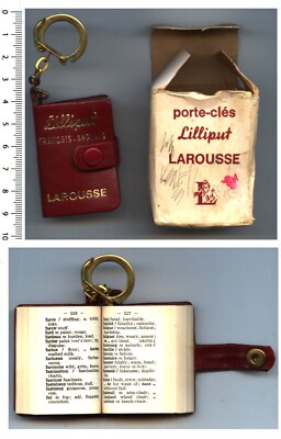 (very rare) Keychain: ''LAROUSSE - LILLIPUT FRENCH-ENGLISH'' - with box