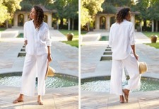 Frank  Eileen 220 Maisie Wide Leg Linen Pull on Pant for the Getaway Set; M
