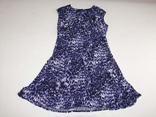 Chaps Women's Sleeveless Shift Dress Size 20W Purple Black White V-Neck Flare