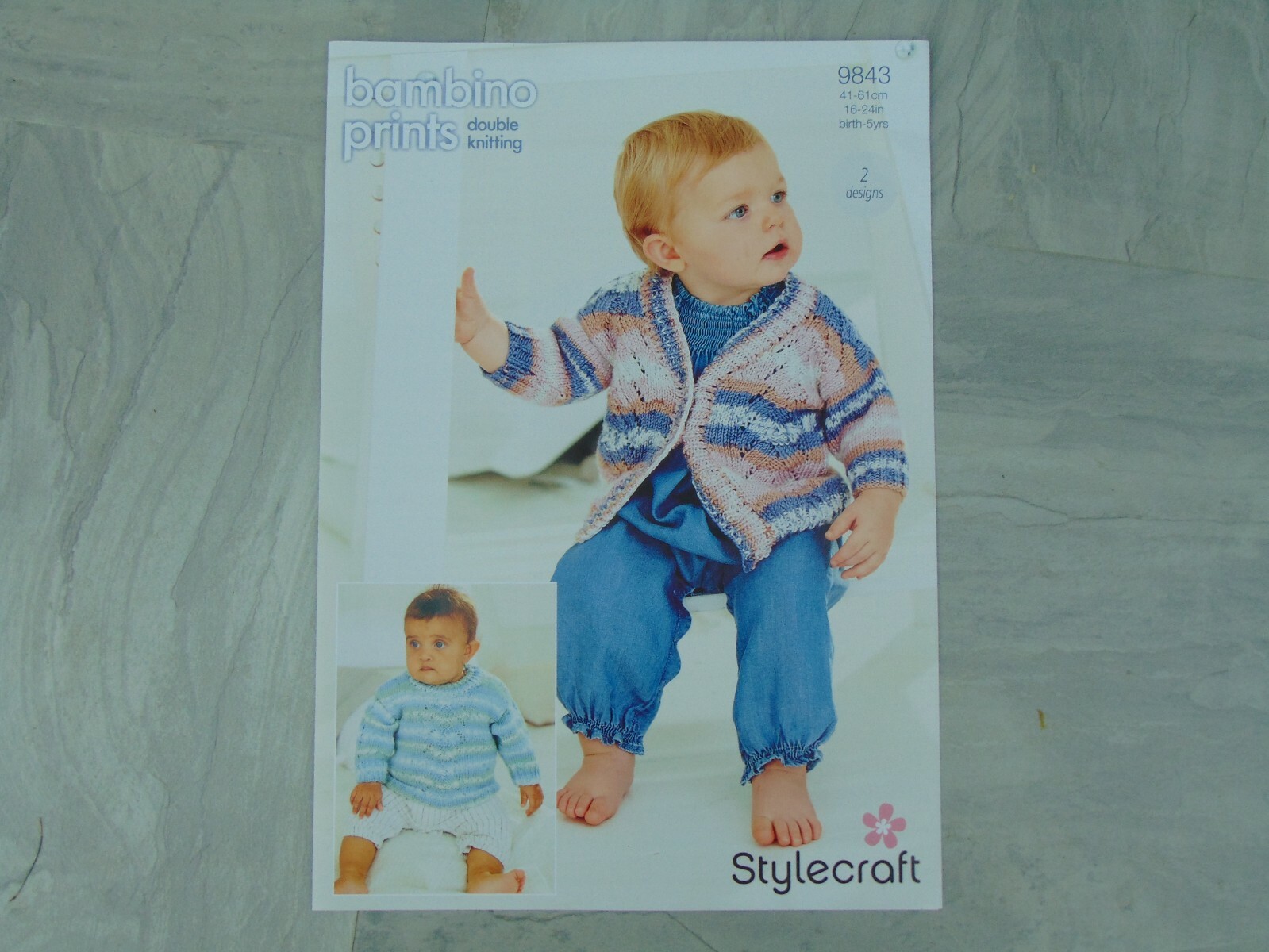 Stylecraft Bambino Double Knitting Pattern 9843 Cardigan and Sweater 16 - 24 in