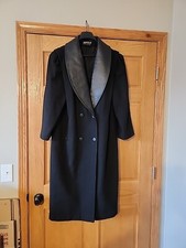 Jofeld Women’s Coat~wool Leather~double Breasted~black~sz L/xl~usa Made