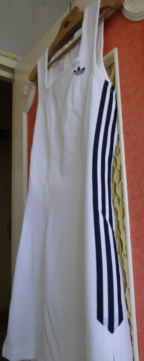 Adidas 3 Stripes Tennis Dress White Women Collector Vintage Adidas 3 Stripes Tennis Dress White Women Collector Vintage