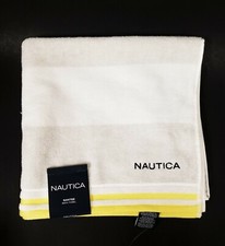 NEW NAUTICA SANTEE GRAY,WHITE,YELLOW  STRIPE COTTON BATH TOWEL