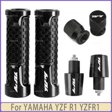 Black- For YAMAHA YZF R1 YZFR1 Motorcycle Handlebar Grips Bar End Cap Tire Valve