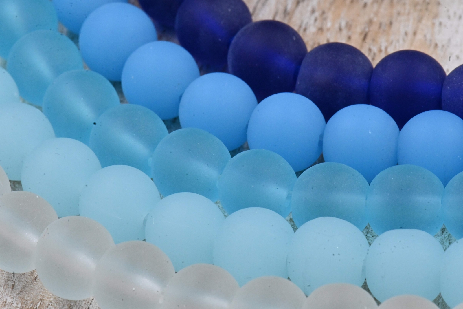 Blue Seaglass 8mm Two Strand Beads for Beach Jewelry Making