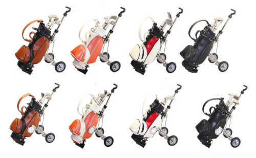Golfer Geschenk Golf Cart Golf Bag + 3 Golfschläger als Kugelschreiber Cady NEU - Bild 1 von 11