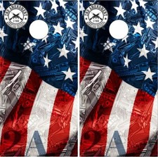 American Flag Guns 2A Cornhole Wrap Bag Toss Skin Decal Sticker