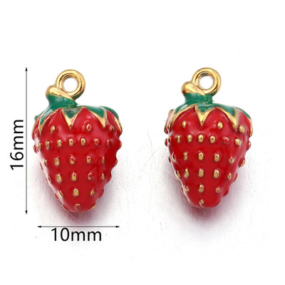 2-4Pcs Stainless Steel Big Pendant Small Charm Cherry Strawberry Love Heart Flow