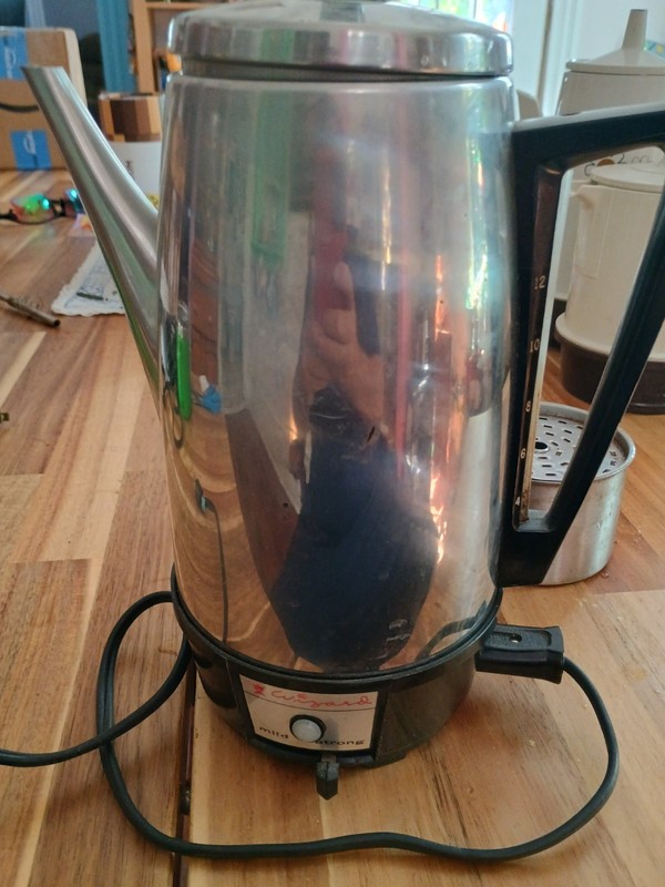 Vintage Wizard brand electric coffee percolator 12-cup capacity. Works Great