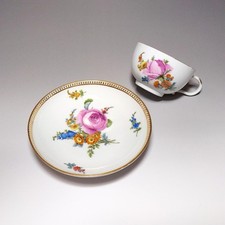 Meissen 1780-90 Antique Marcolini Ruri Painted Flower Cup Saucer From Japan