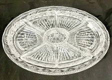 American Brilliant Cut Crystal Divided Serving Tray 8pcs ABP Hawkes Virginia 17”