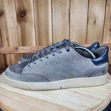 Ecco Street Lite Court Sneakers Mens 11 45 Gray Leather Fluidform Comfort Shoes