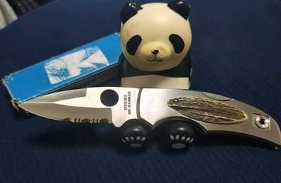 【REAR！】Spyderco Native C41PS Stag Inlay Model Folding  Knife Seki City JAPAN!