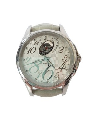 Hamilton Jazzmaster Lady Auto Automatic Leather Wristwatch White Womens