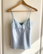 Vintage Y2K Rampage Babydoll Satin Lace Trim Top Size M Fairy Shiny Silky