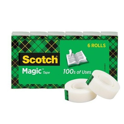 Lot of 6 Scotch Magic Tape Refills 3/4'' x 1296 1'' Core Clear Invisible MMM81034