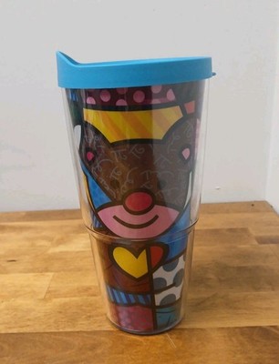 Tervis Tumbler 24 Oz Romero Britto Love Bear Insulated Cup Blue Lid