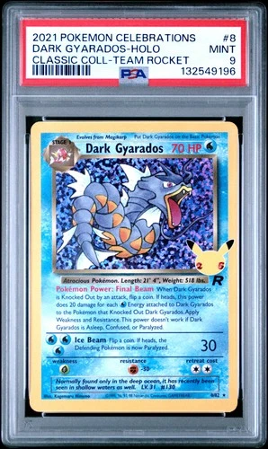 2021 POKEMON CELEBRATIONS CLASSIC COLLECTION #8 DARK GYARADOS-HOLO PSA 9