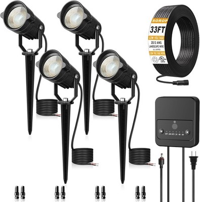 Low Voltage Landscape Lighting Kit with Dusk to Dawn Transformer - 4 Pack