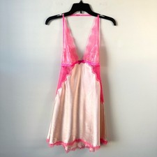 Victoria's Secret Chantilly Lace Trim Babydoll Slip Pink Cream L