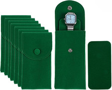 8 Pcs Velvet Watch Pouch Portable Watch Travel Case Storage with Snap Button