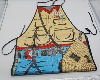 Vintage 80s Fishermans Cooking/preparing Vinyl Apron. One Size No Tag. D2224