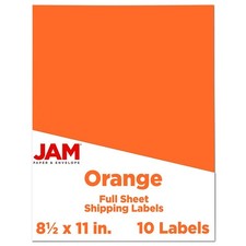 Full Sheet Shipping Labels - Printable Sticker Paper - 8 1/2 x 11 - Orange - ...