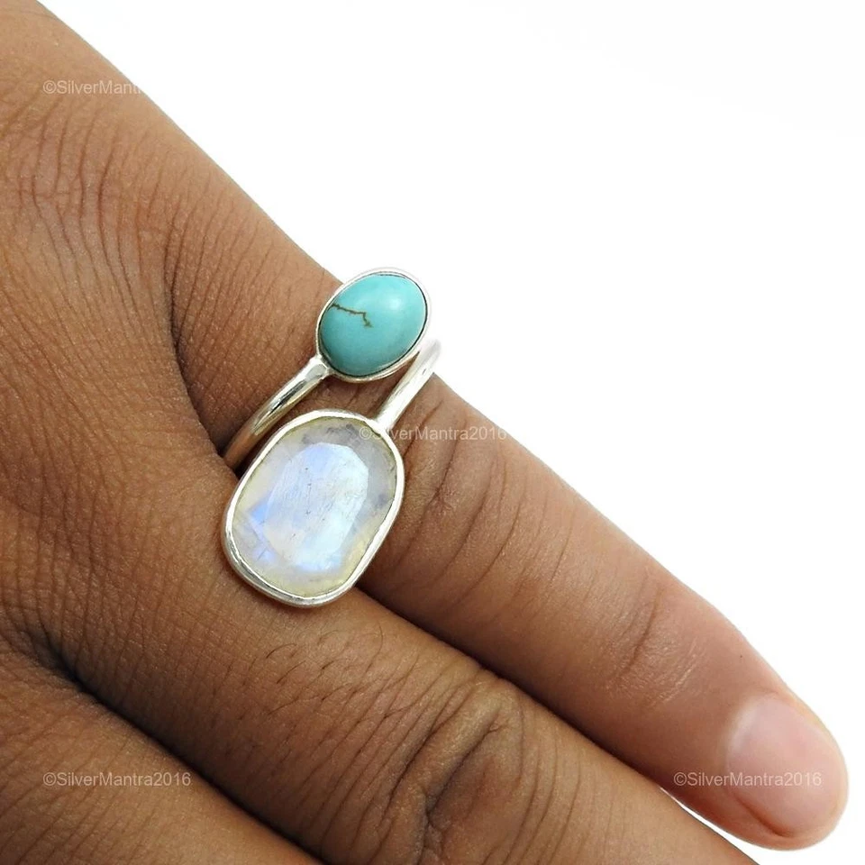 Sterlingsilber Türkis Jubiläum Cocktail Statement Geburtstag Ringgröße 7.5 - Bild 4 von 4