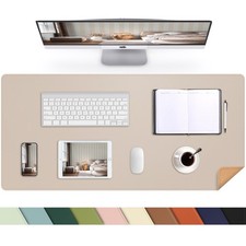 Leather Desk Pad Protector Large Mat Natural Cork PU Waterproof 47x17 Inch