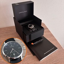 Hamilton Intra-Matic H384551 Black Automatic Watch Leather Band Box Papers Full