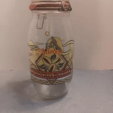 Vtg Arizona Pistachio 2L Glass Hinged Lid Canister Jar Cactus Coyote Chili