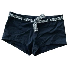 Jag Women's M Swim Bottom Boy Shorts Lined Black White Belted