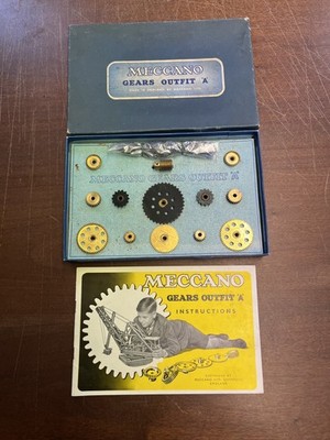 Vintage Meccano Gears Outfit A from 1952, 100% Complete in Original Box
