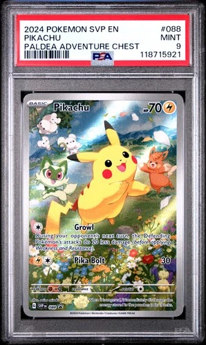 2024 POKEMON SVP EN-SV BLACK STAR PROMO PALDEA ADVENTURE CHEST PIKACHU PSA 9