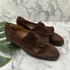 Joan David Womens Vintage 90s Loafer Flats Size 9.5 Brown Suede Fringe Trim