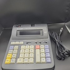 Sharp EL-2196BL 12Digit Black Desk 2-Color Printing Calculator TESTED Very Clean