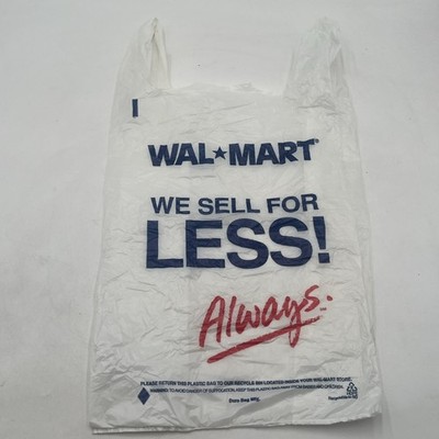 Vtg 1990s Walmart Shopping Bag White We Sell for Less Always Arkansas Tumbleweed