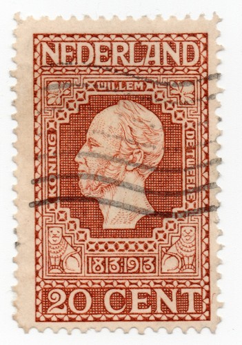 1913 - Niederlande - 100 Jahre Unabhängigkeit, 20 c. rotbraun gebraucht
