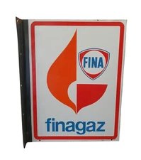 Superb Enamel Sign Fina Finagaz Double Sided 60 X 48 HEXA