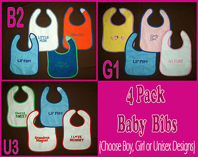 x BABY BIB With Cute Words WATERPROOF BACKING Boys