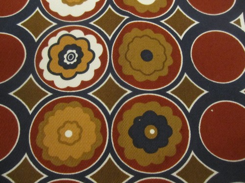 Brown and Rust Circle Design on Dark Navy Poly Cotton Fabric 30x44 - Picture 4 of 6