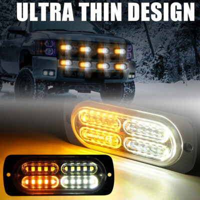 1X LED Grille Strobe Emergency Beacon Hazard Warning Flashing Lights Waterproof