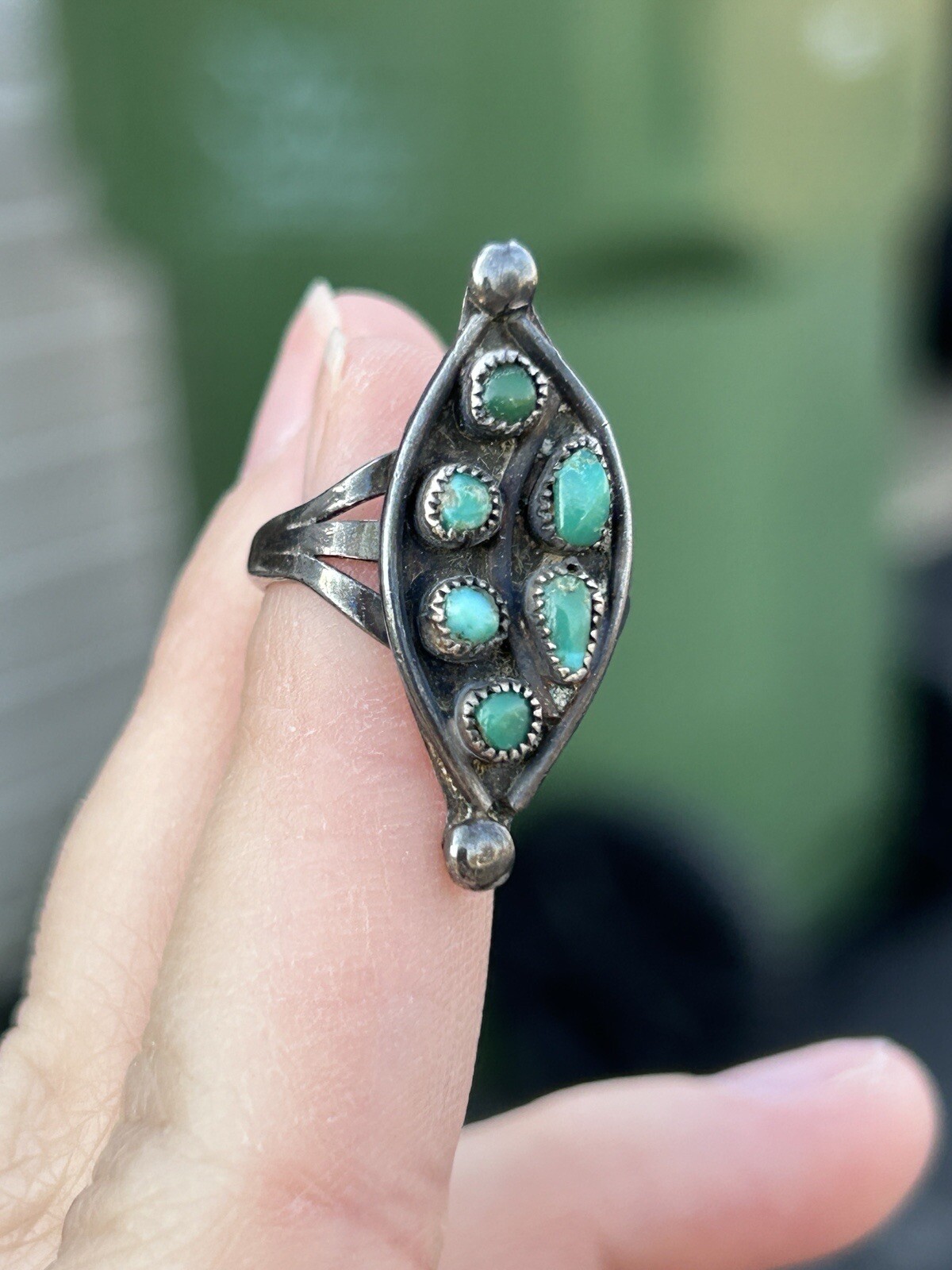 Native Sterling Silver Multi Turquoise Navette Ri… - image 16