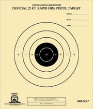 NRA TQ-7 Official 25 Foot Rapid Fire Pistol Target -- 100 on heavy paper - black