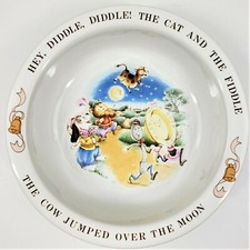 VTG Avon Hey Diddle Diddle Cat 1984 Babys Keepsake Bowl Ceramic Nursery Rhyme EX