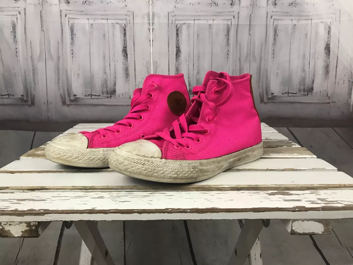 Converse All Star Big Girls Pink White Brown High Top Shoes Sneakers Sz 3 eBay